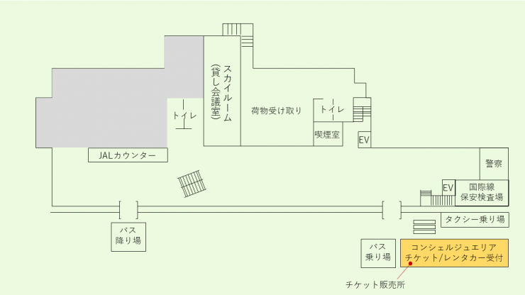 空港ターミナルビルとリムジンバス乗り場の図